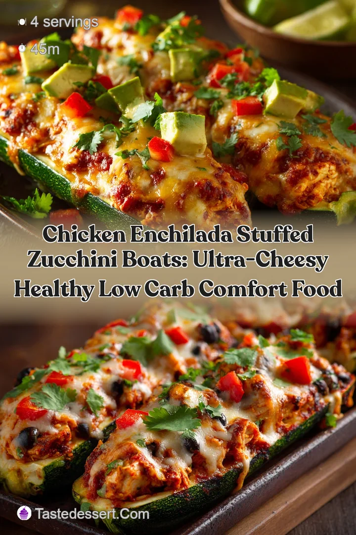 Chicken Enchilada Stuffed Zucchini Boats: Ultra-Cheesy Healthy Low Carb Comfort Food