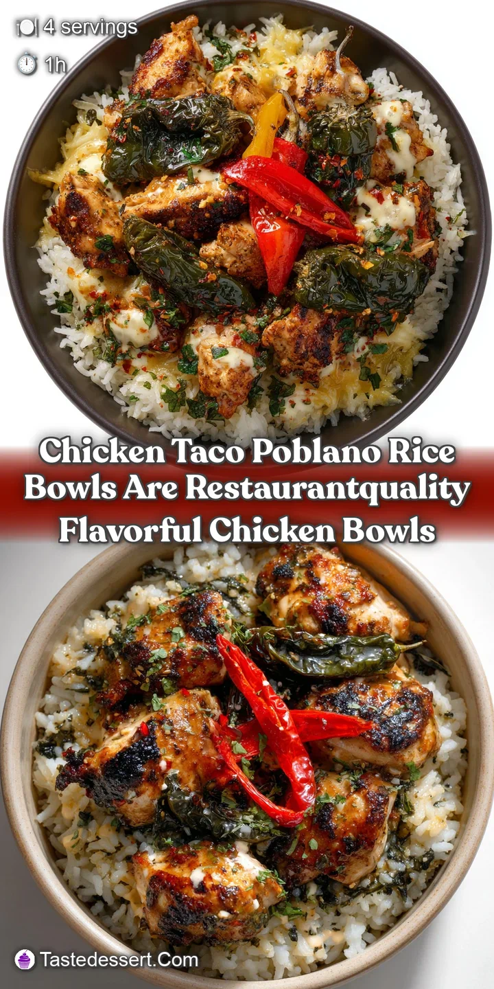 Chicken Taco Poblano Rice Bowls are restaurantquality Flavorful Chicken Bowls