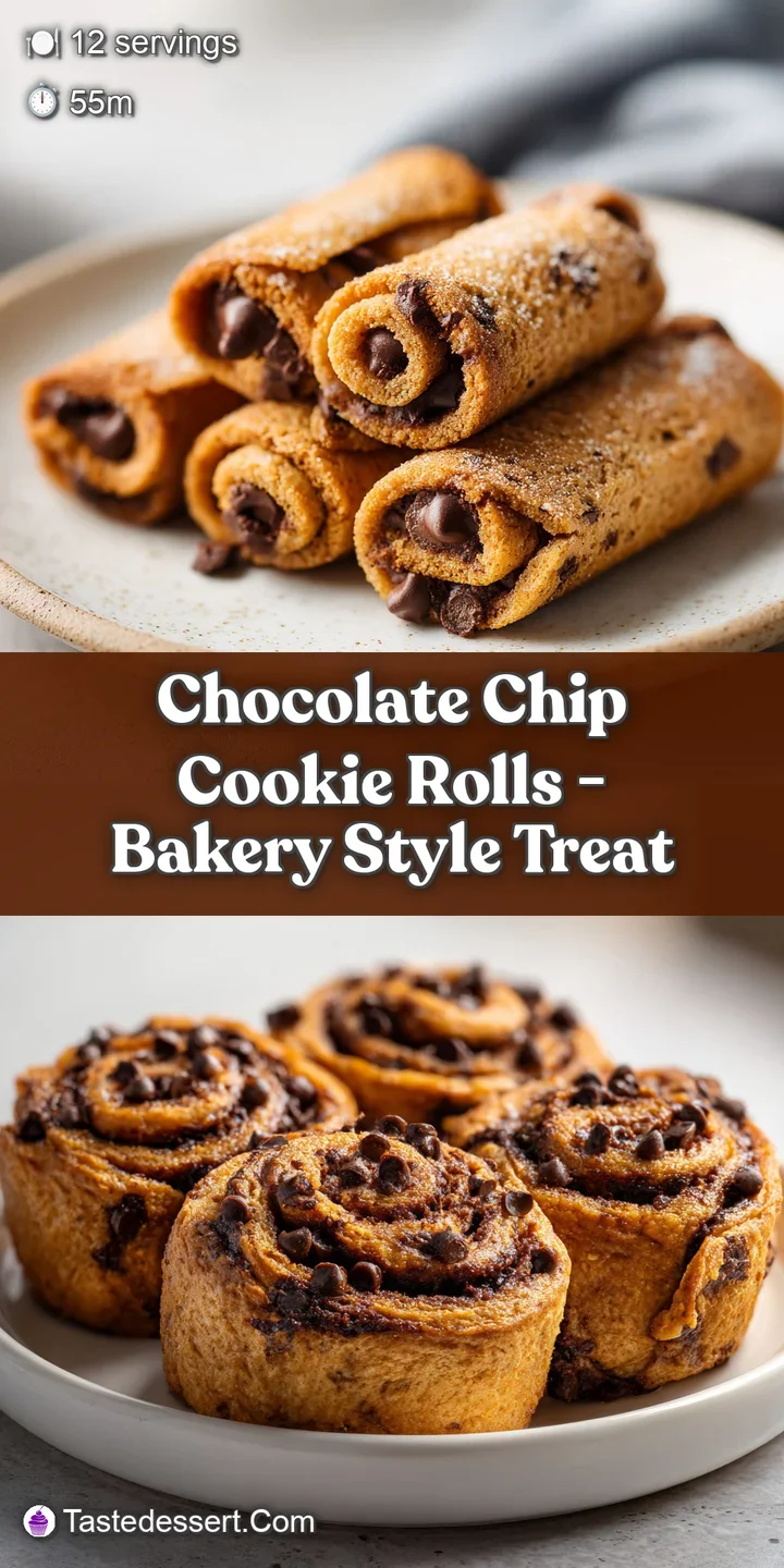 Close-up of a freshly baked chocolate chip cookie roll, with melted chocolate and glistening dough.