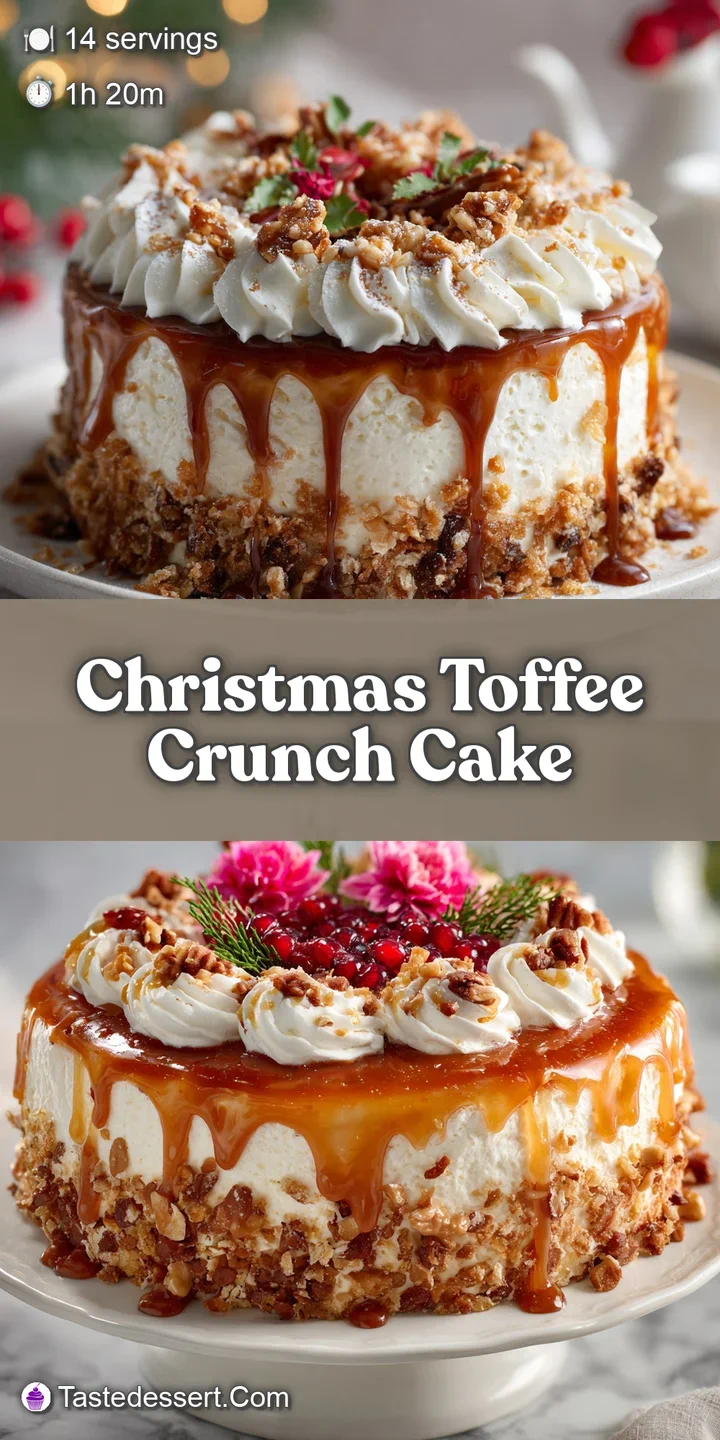 Close-up of toffee cake's moist crumb, decadent frosting peaks, golden toffee shards - textural bliss, holiday sweetness.