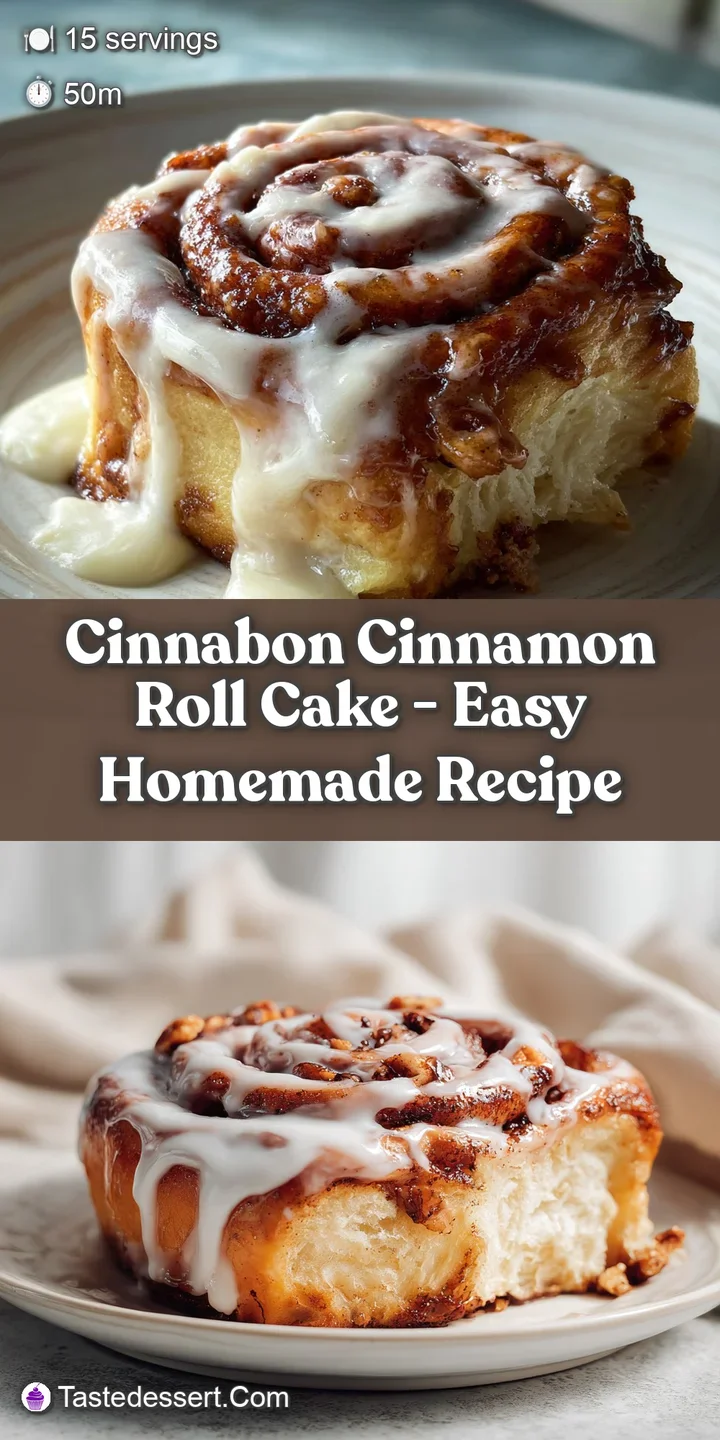 Close-up of a cinnamon roll cake slice revealing swirls of cinnamon and sugar. Frosting drips down invitingly. Warm, sweet...