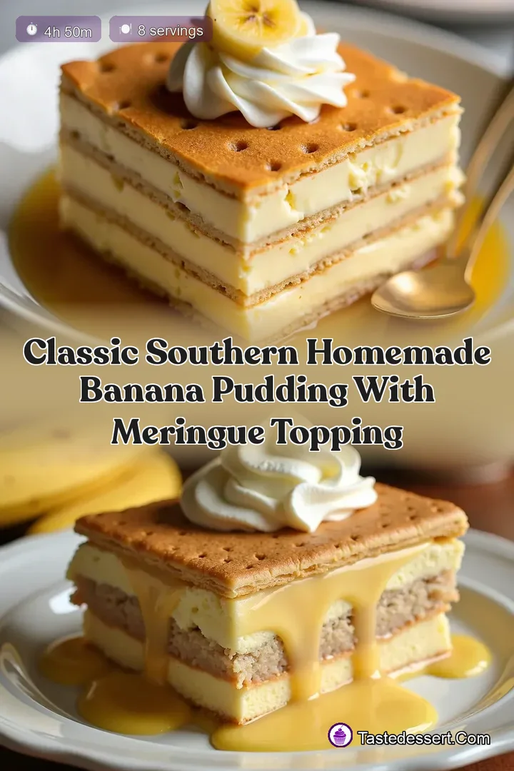 Classic Southern Homemade Banana Pudding With Meringue Topping