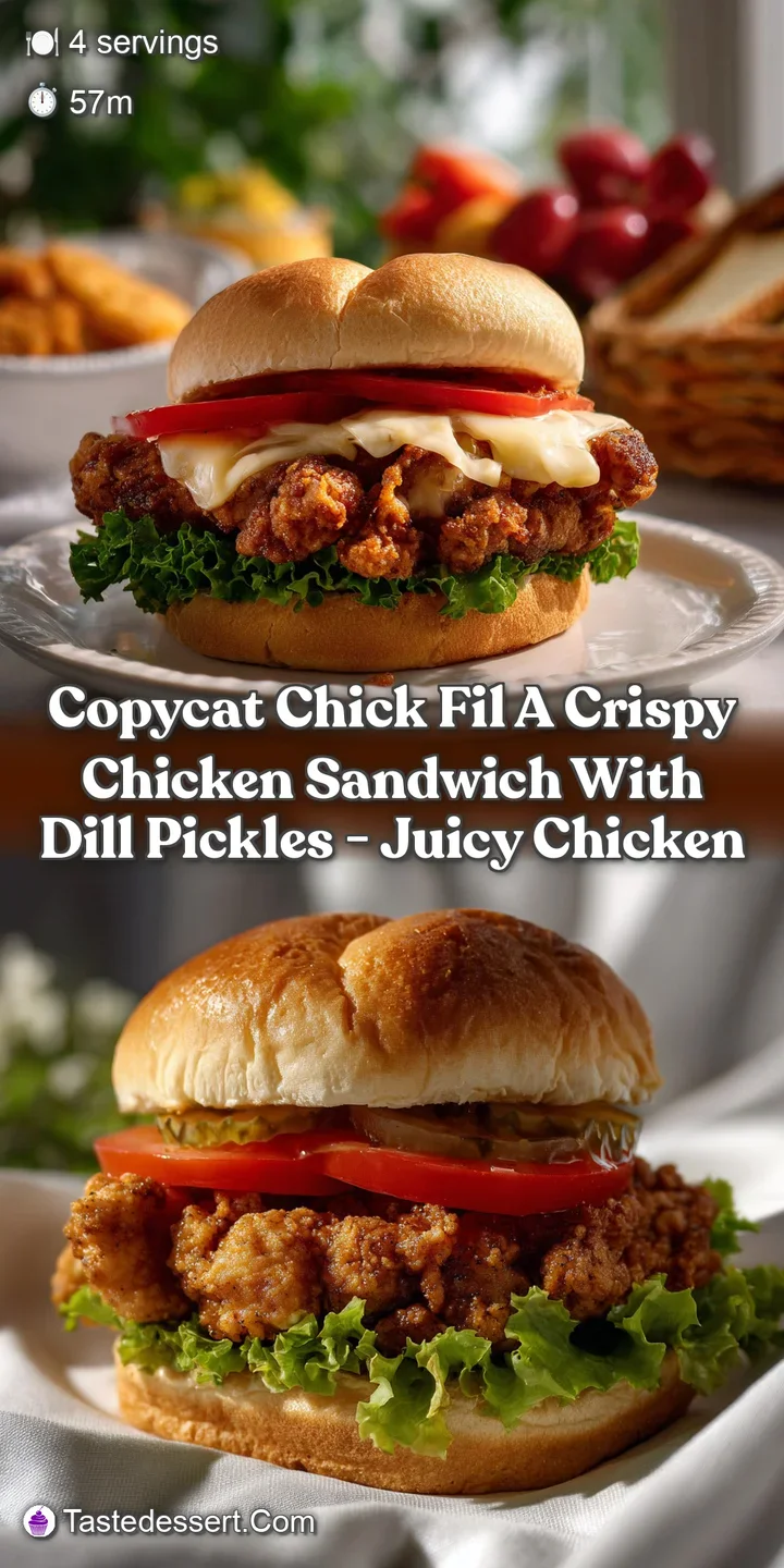 Close-up of a crispy, golden chicken fillet with crinkle-cut pickles, revealing juicy, white chicken and a soft, inviting ...