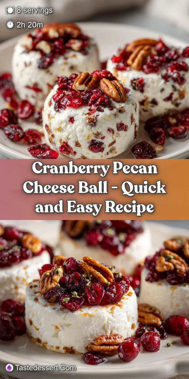 Close-up of tart red cranberries and toasted golden pecans embedded in a rich, smooth, white creamy cheese base.
