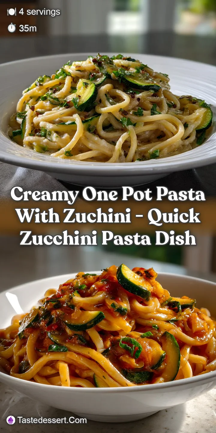 Creamy One Pot Pasta with Zuchini - Quick Zucchini Pasta Dish