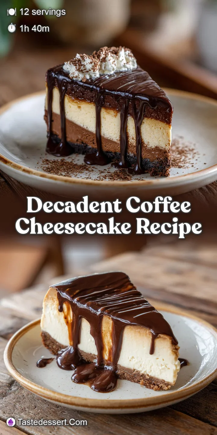Close-up of rich cheesecake with deep coffee swirls, showing the smooth texture and crumbly crust. Decadent and inviting.