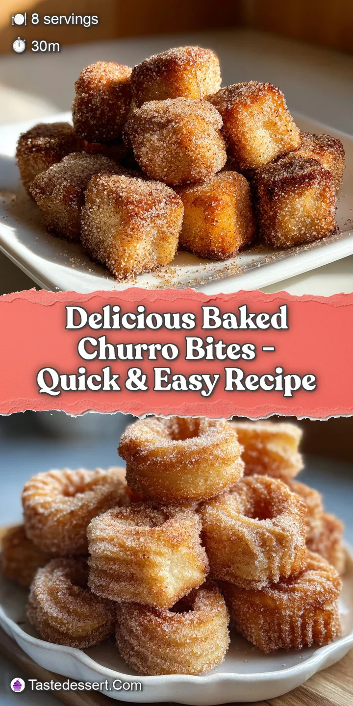 Close-up of a freshly baked churro bite, showcasing the light, golden-brown, crisp exterior and glistening sugar crystals....