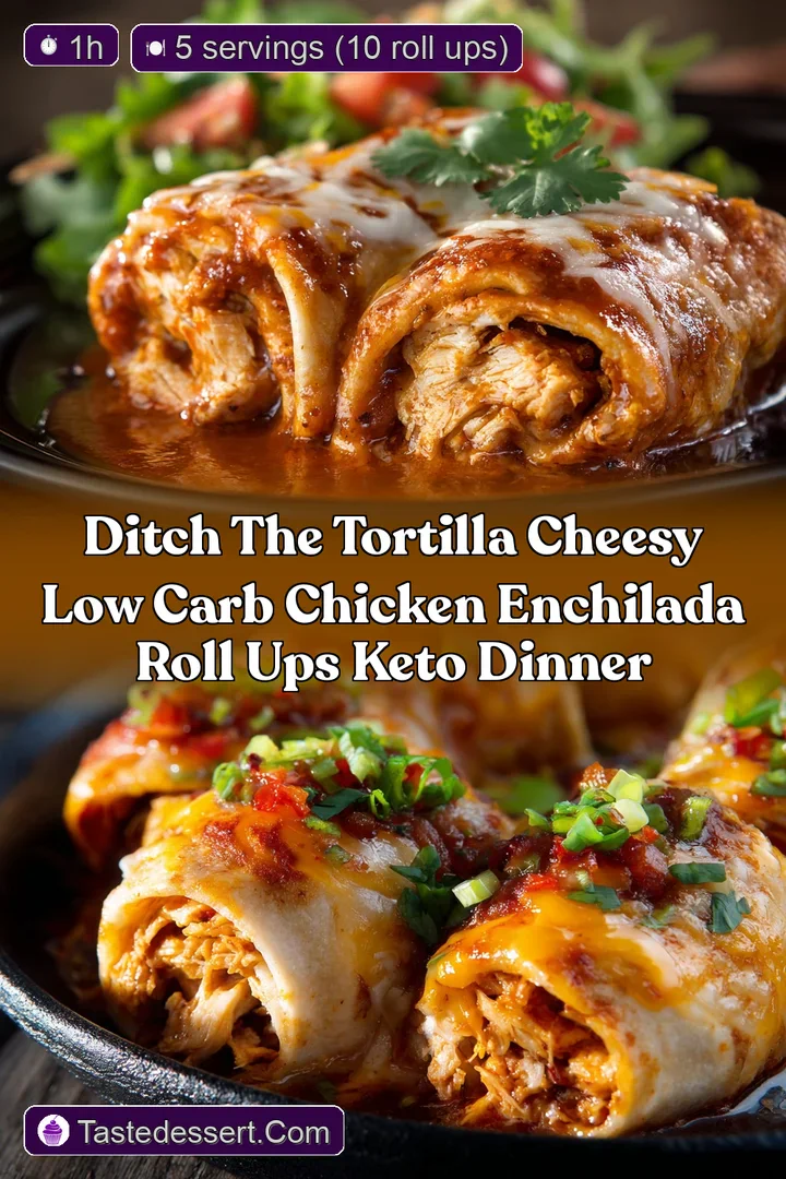 Ditch the Tortilla Cheesy Low Carb Chicken Enchilada Roll Ups Keto Dinner