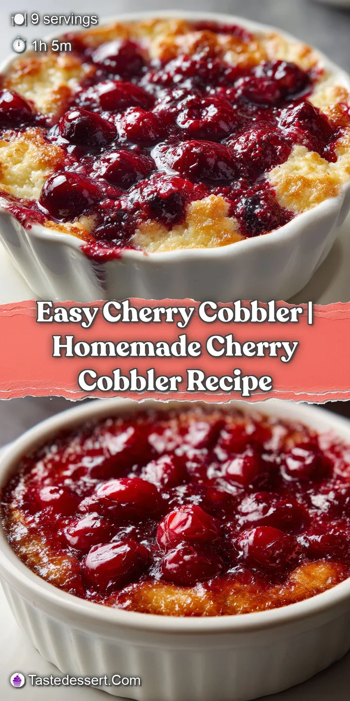 Close-up of bubbling deep red cherry syrup oozing from under a crisp, golden-brown buttery crust with a dusting of sugar.