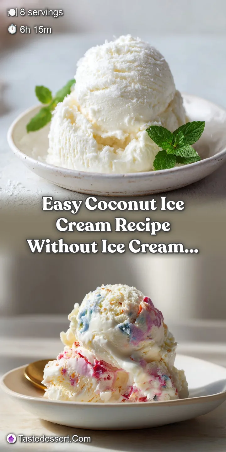 Close-up of rich, white coconut ice cream, highlighting its velvety smooth surface and enticing, melt-in-your-mouth appear...