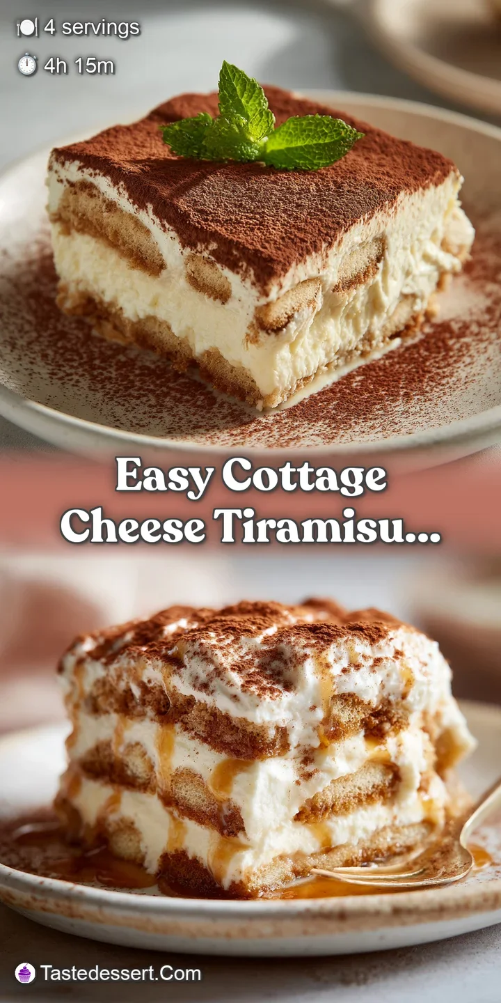 Close-up of creamy, layered tiramisu. Light cocoa powder dusting, soft textures. The perfect individual serving size dessert.