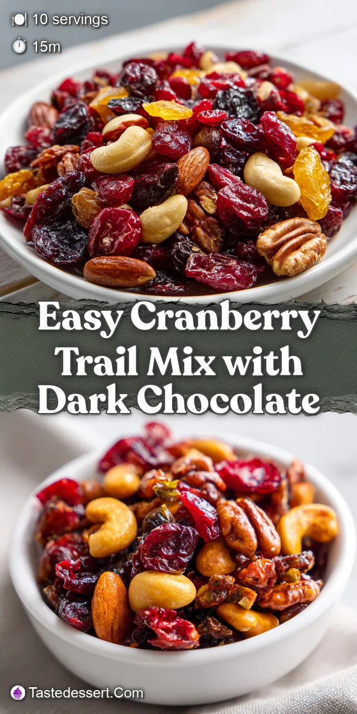 Close-up of glossy cranberries and crunchy nuts in trail mix; vibrant colors and inviting texture of a delicious snack.