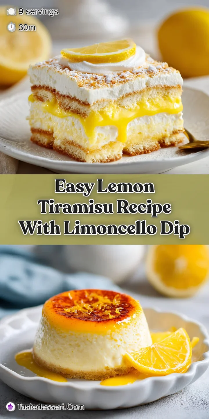 Close-up of a lemon tiramisu's soft texture, creamy filling, and dusting of bright lemon zest. Inviting, refreshing, and d...