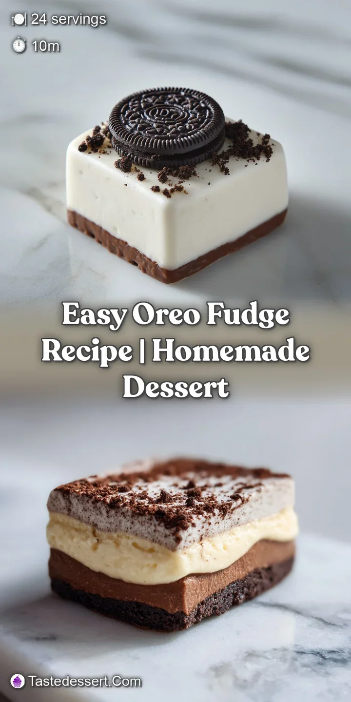 Close-up of Oreo fudge; velvety smooth dark chocolate and rough cookie bits create a tempting visual contrast.