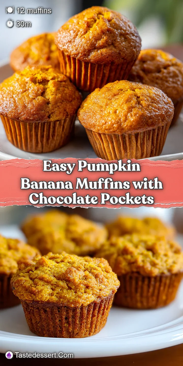 Close-up view of a warm, just-baked pumpkin banana muffin, its cracked top hinting at a soft, fluffy texture, ready to eat.