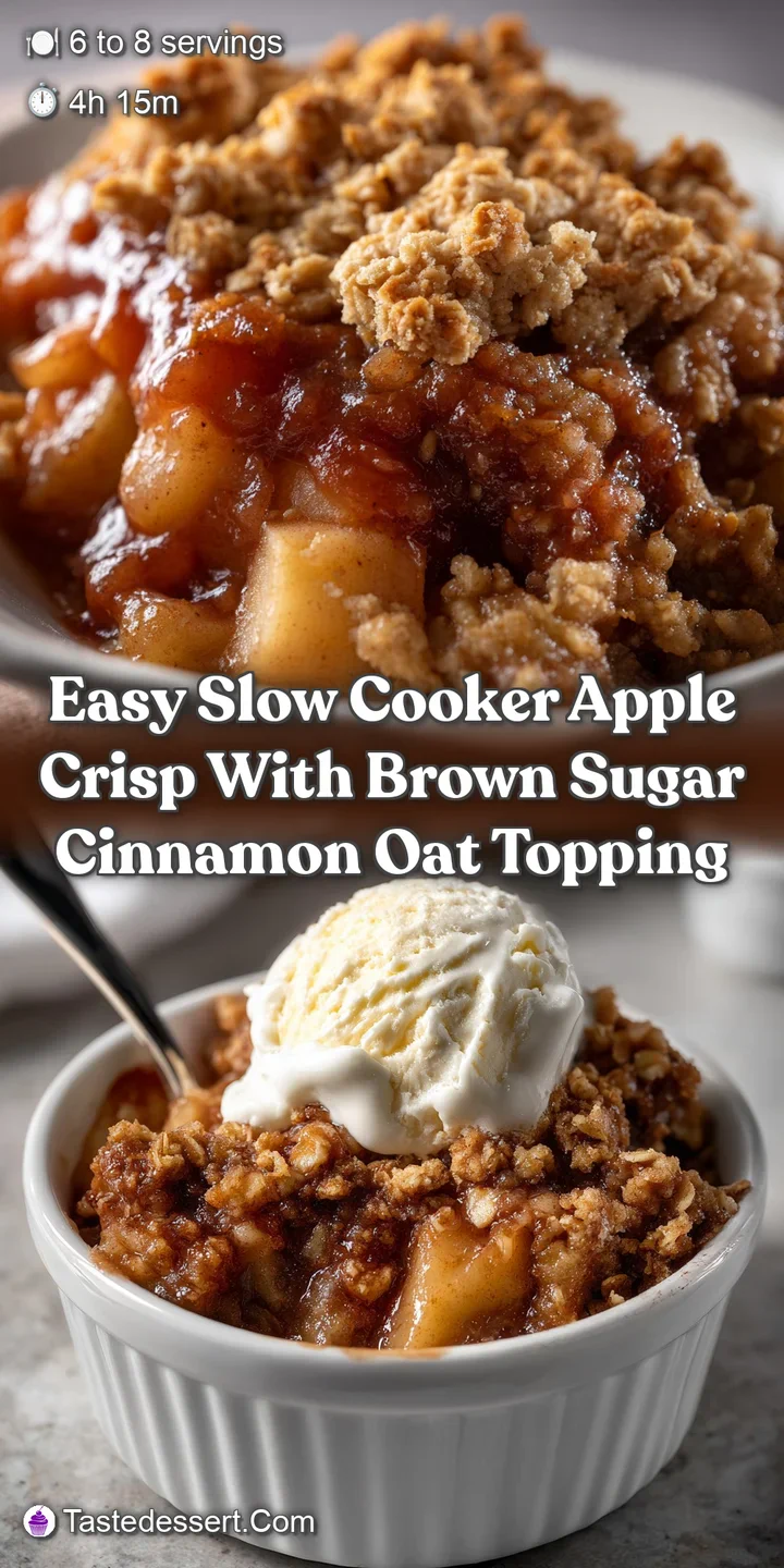 Easy Slow Cooker Apple Crisp with Brown Sugar Cinnamon Oat Topping
