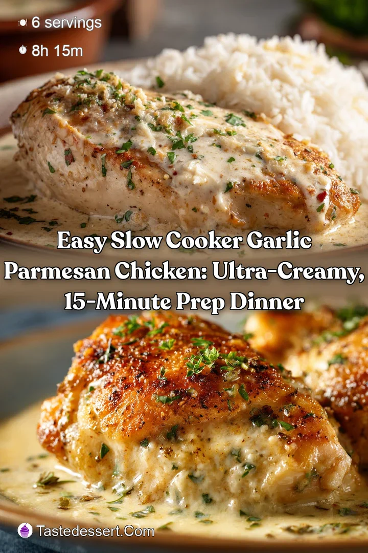 Easy Slow Cooker Garlic Parmesan Chicken: Ultra-Creamy 15-Minute Prep Dinner