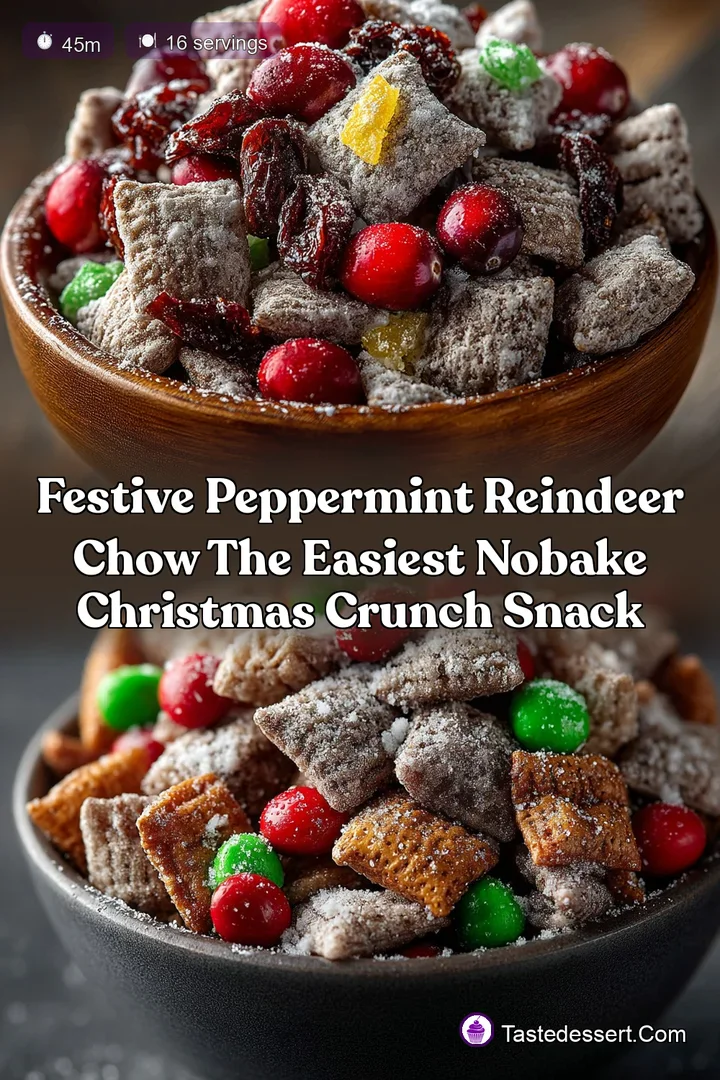 Festive Peppermint Reindeer Chow The Easiest NoBake Christmas Crunch Snack