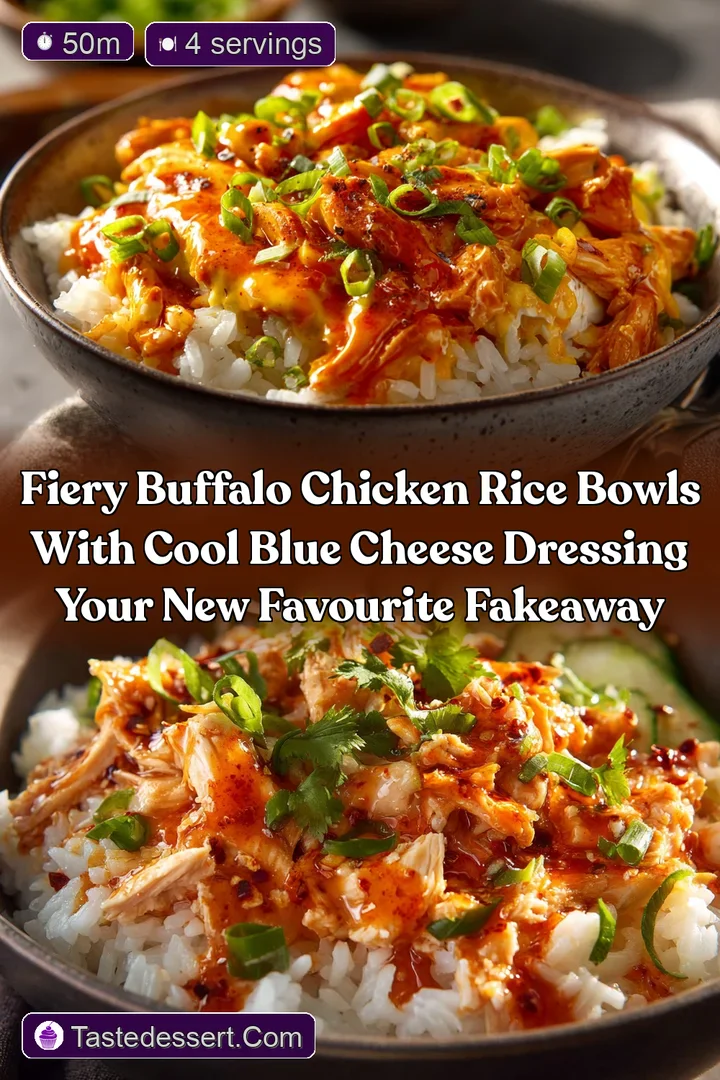 Fiery Buffalo Chicken Rice Bowls with Cool Blue Cheese Dressing Your New Favourite Fakeaway