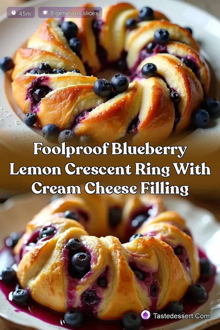 Foolproof Blueberry Lemon Crescent Ring with Cream Cheese Filling