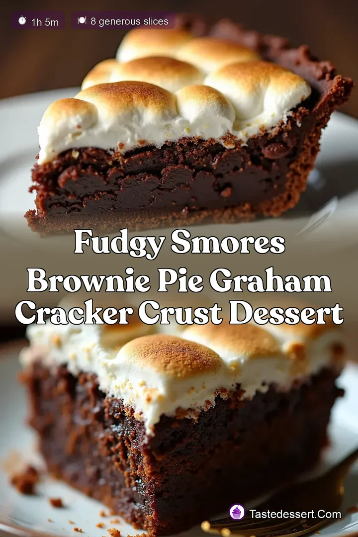 Fudgy Smores Brownie Pie Graham Cracker Crust Dessert