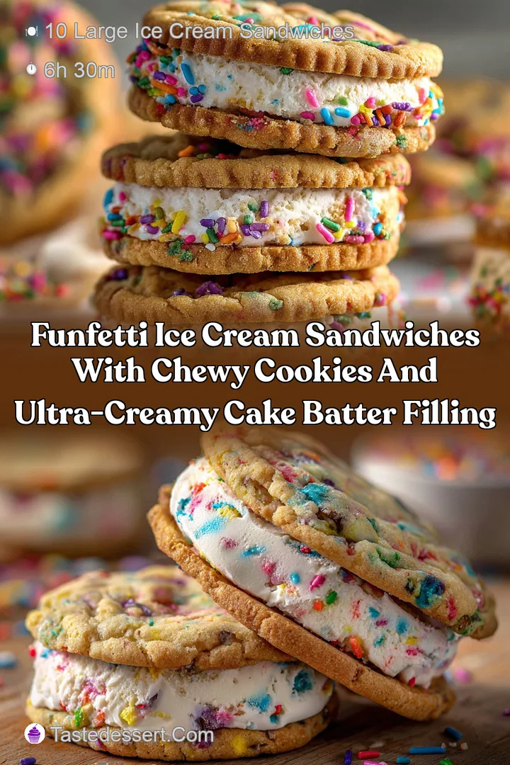 Funfetti Ice Cream Sandwiches with Chewy Cookies and Ultra-Creamy Cake Batter Filling