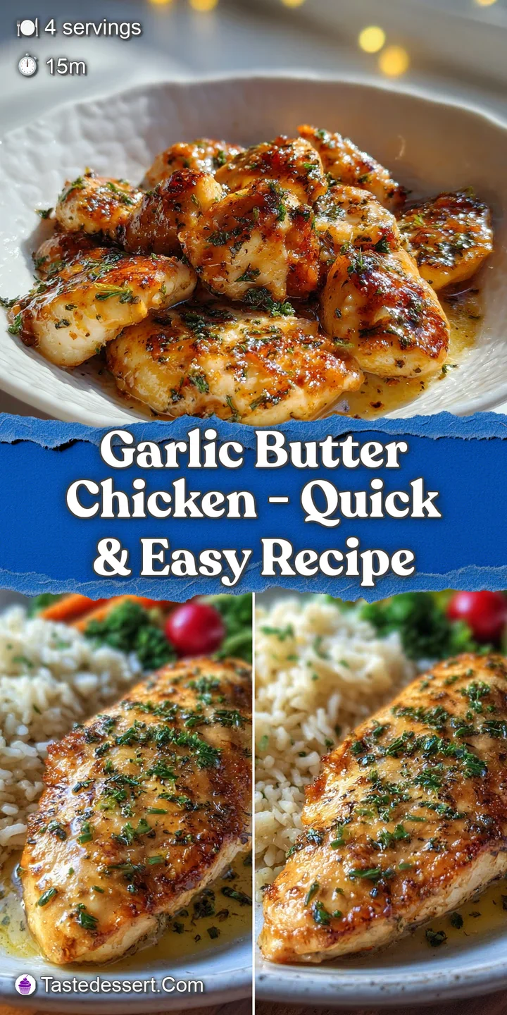 Juicy, golden-brown garlic butter chicken glistening under bright light, showcasing a savory, tempting glaze up close.