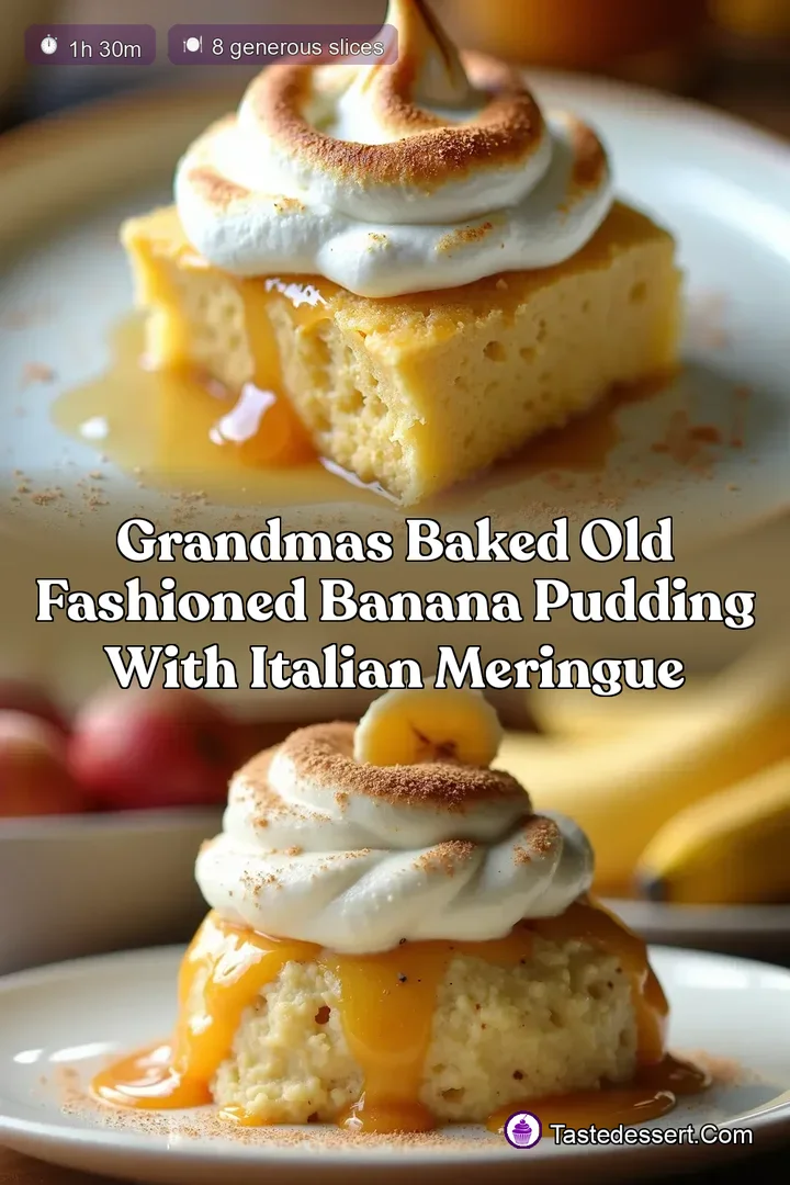 Grandmas Baked Old Fashioned Banana Pudding with Italian Meringue