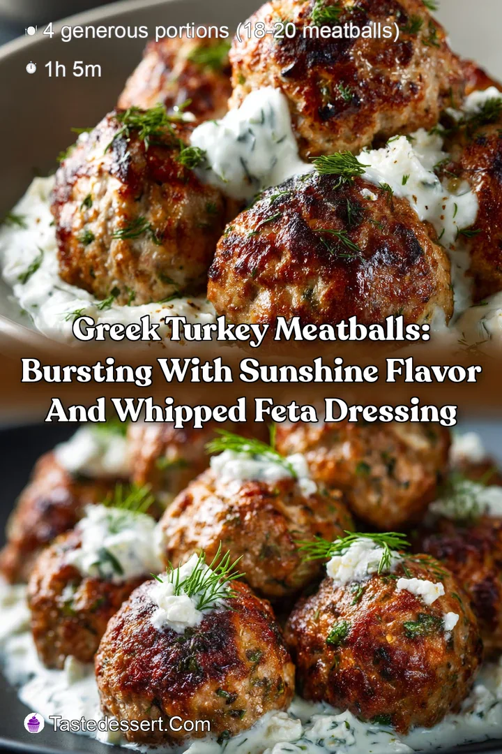 Greek Turkey Meatballs: Bursting with Sunshine Flavor and Whipped Feta Dressing