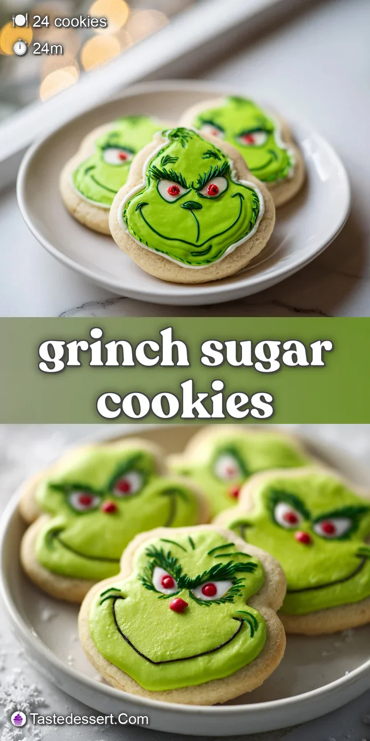 Close-up of a bright green sugar cookie's cracked surface, revealing sweet cookie texture and a scattering of red sprinkles.