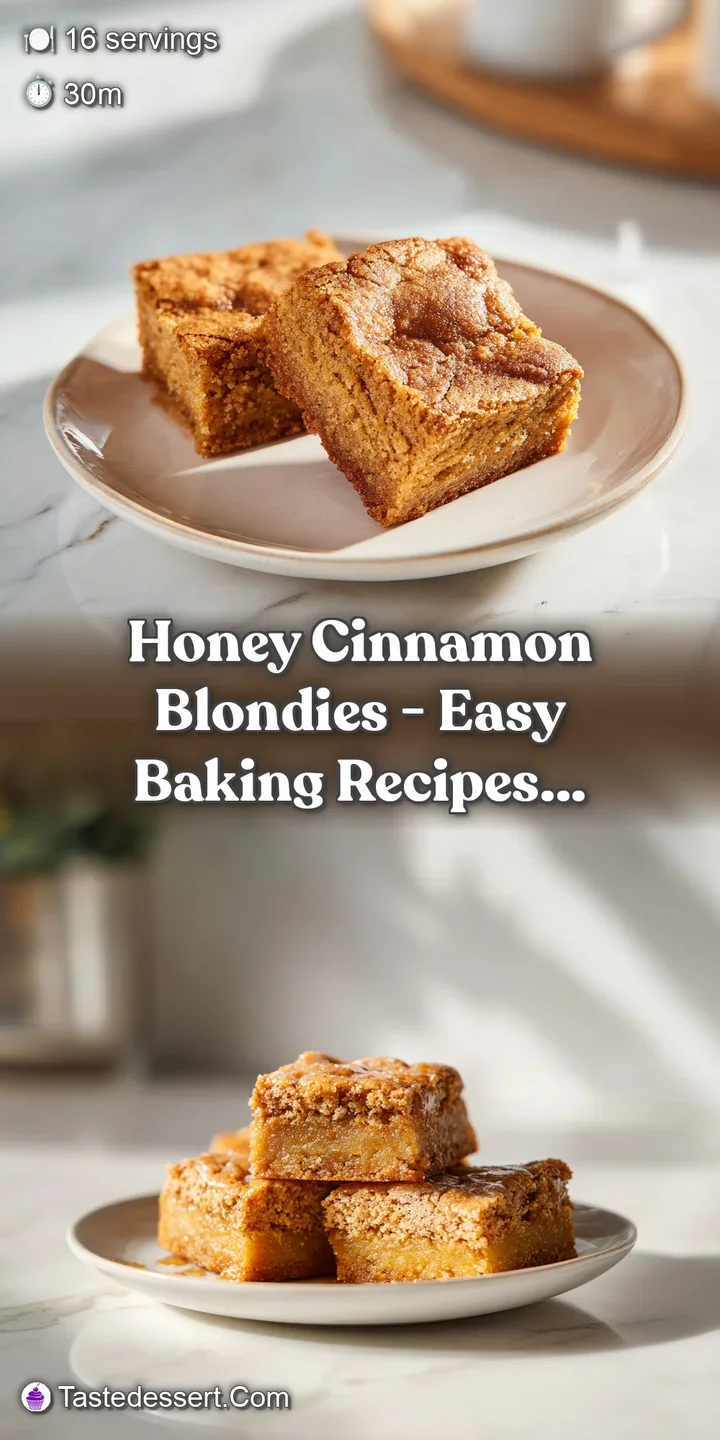 Close-up of a chewy blondie's interior, showing a warm, gooey center with specks of cinnamon.