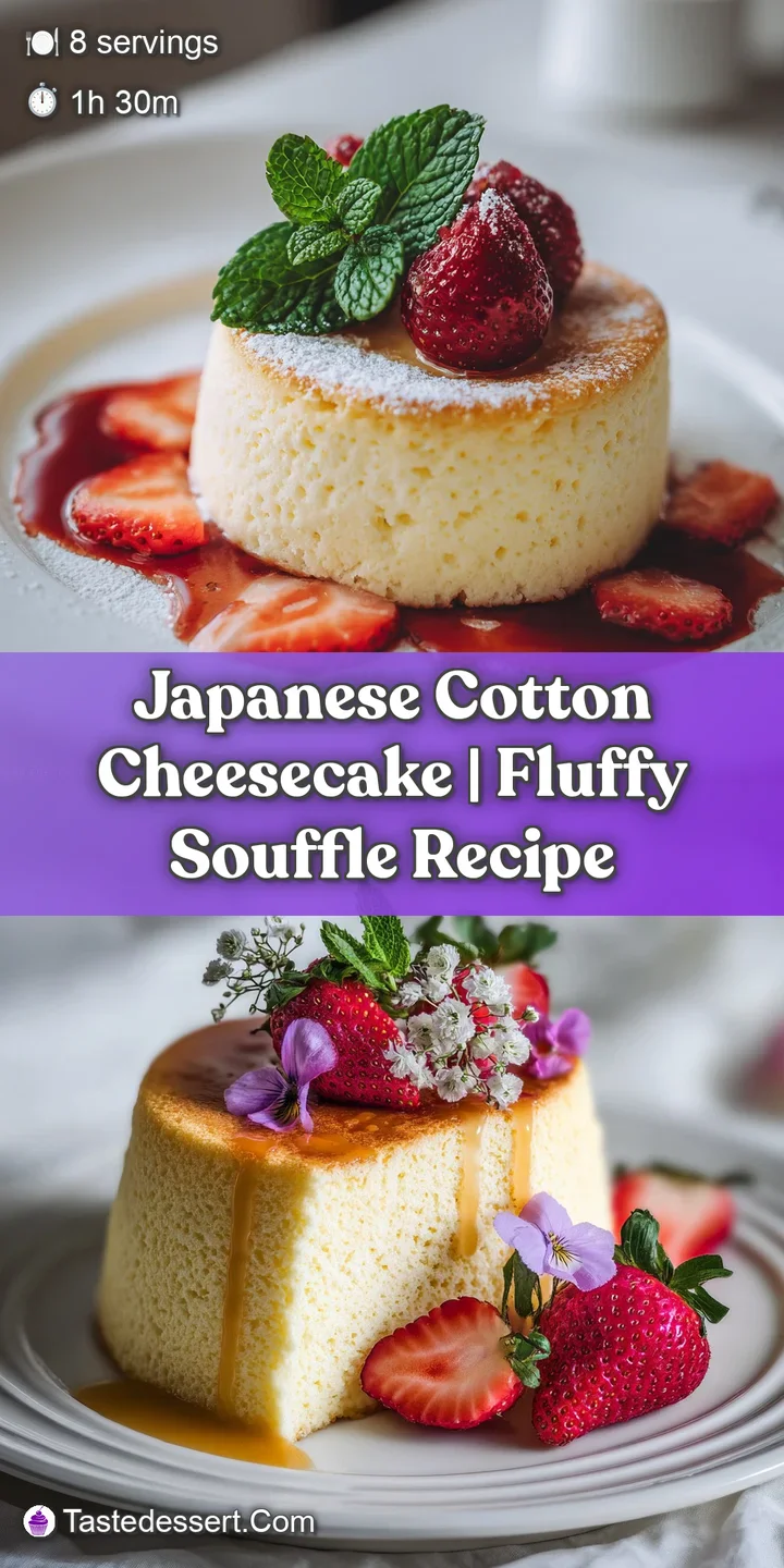 Close-up of airy cheesecake showing soft, fine crumb. Lightly golden top with a dusting of powdered sugar. Delicate, invit...