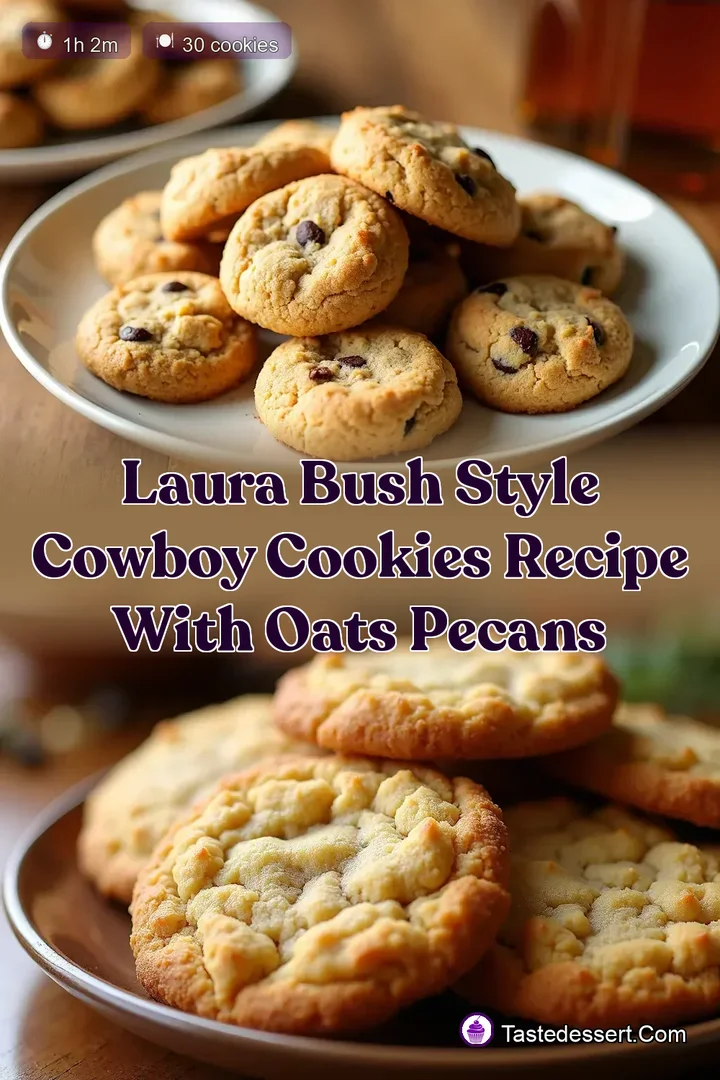 Laura Bush Style Cowboy Cookies Recipe with Oats Pecans