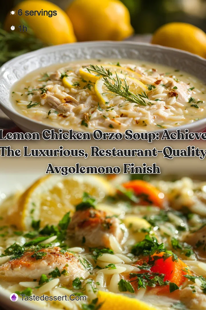 Lemon Chicken Orzo Soup: Achieve the luxurious restaurant-quality Avgolemono finish