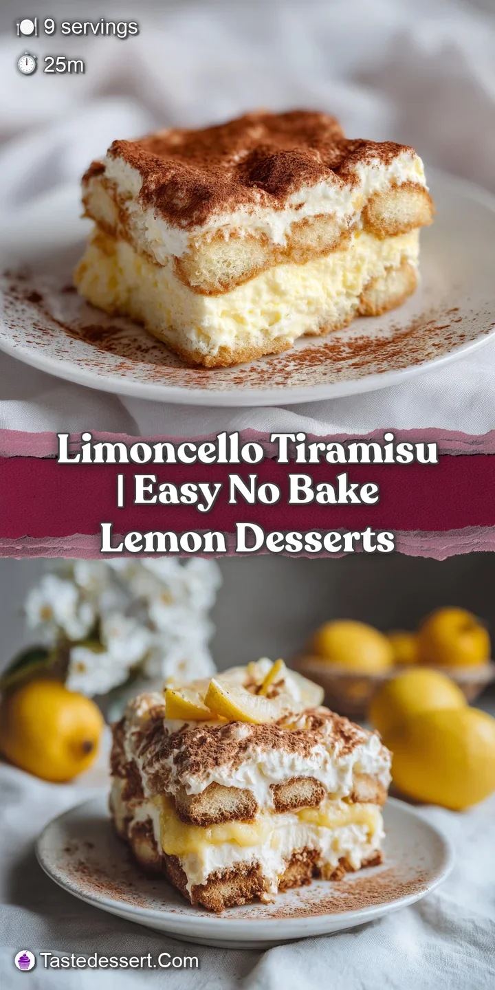 Close-up of creamy, layered tiramisu with a bright yellow lemon zest garnish and cocoa dusting.