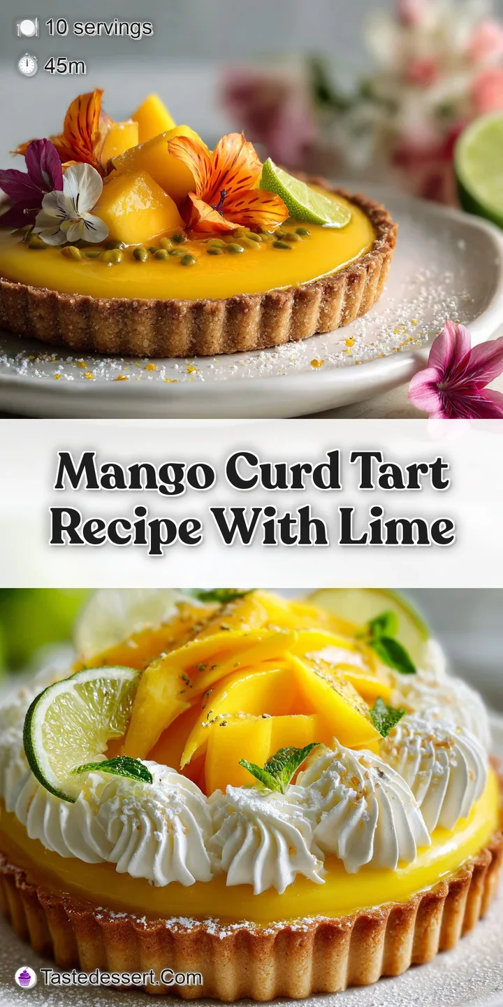 Close-up of glossy, smooth mango curd filling with a delicate, crisp tart crust. A luscious and bright dessert.