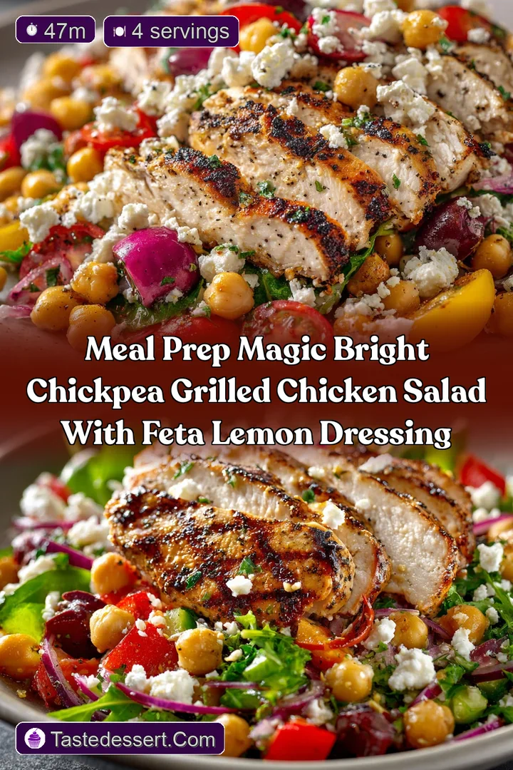 Meal Prep Magic Bright Chickpea Grilled Chicken Salad with Feta Lemon Dressing