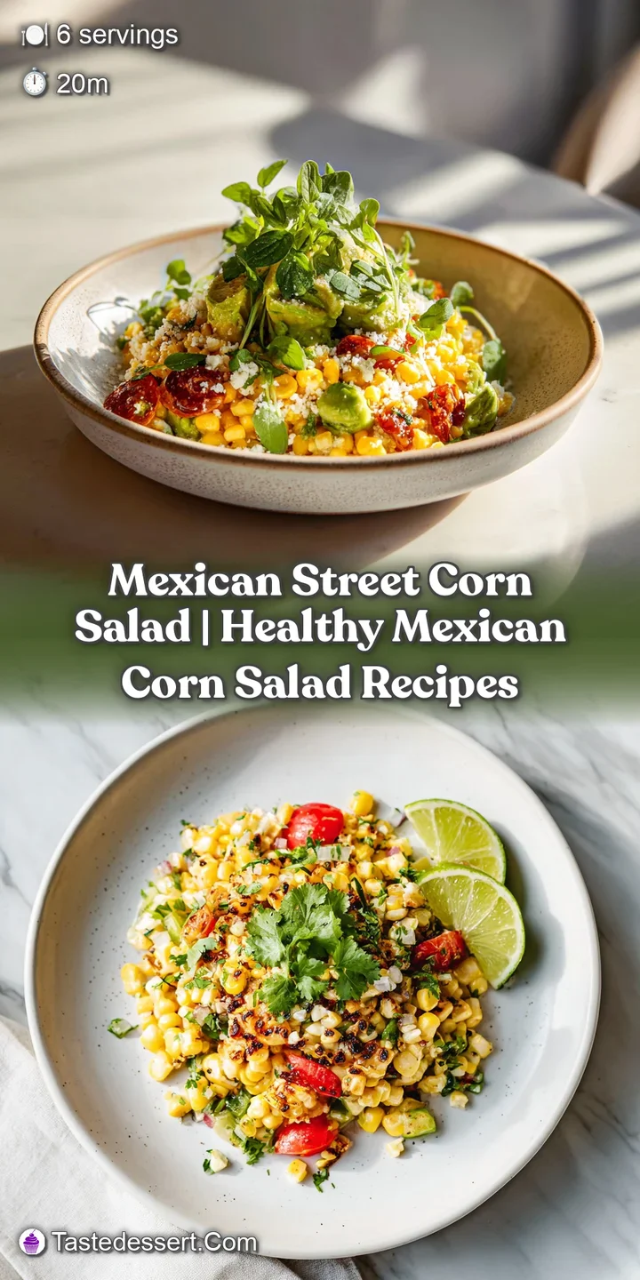 Close-up of charred corn kernels, crumbled white cheese, and fresh cilantro glistening with lime dressing.