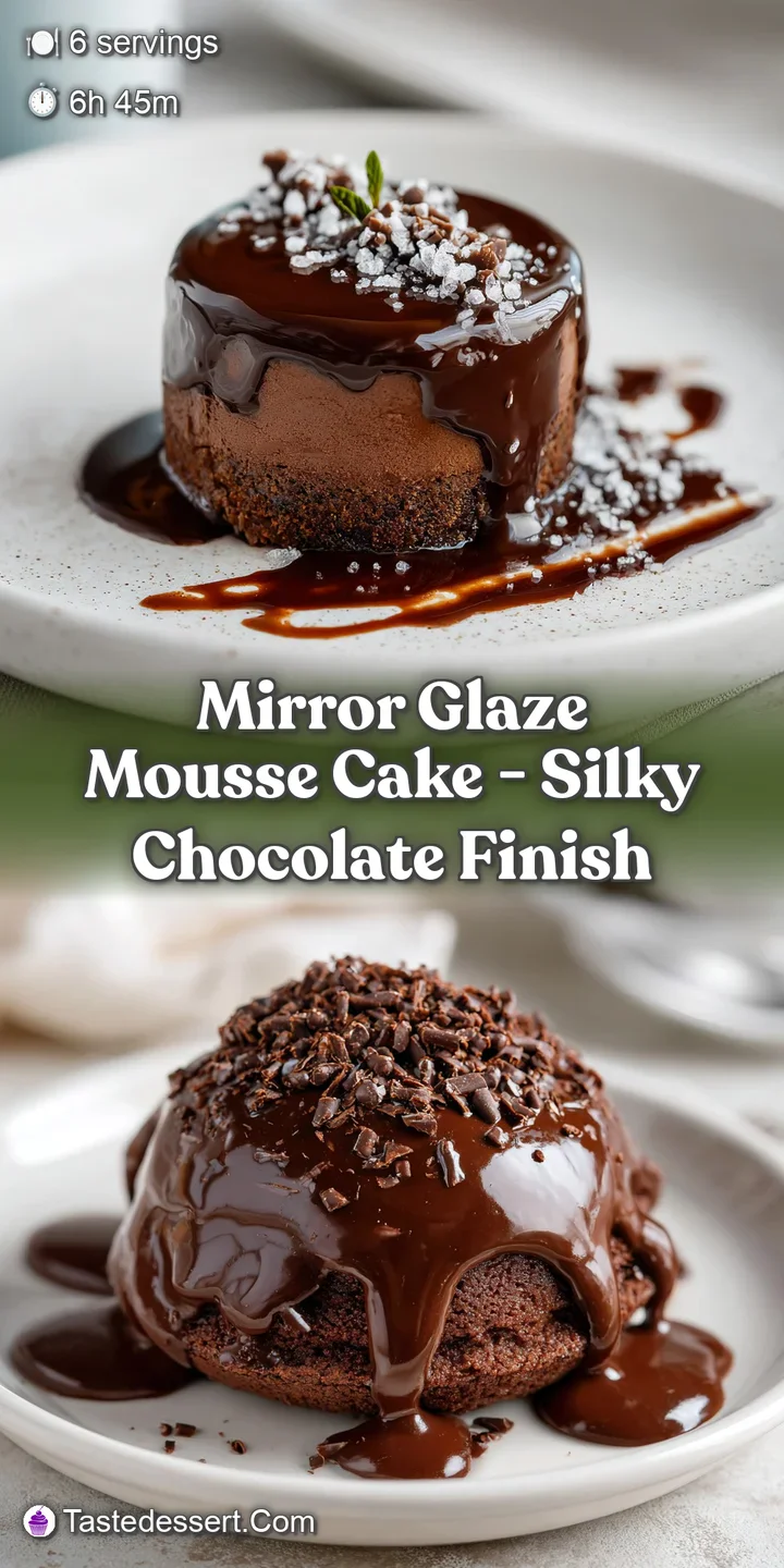 Close-up of a mirror glaze cake showcasing its smooth, reflective surface and mesmerizing color variations. Ready to eat!