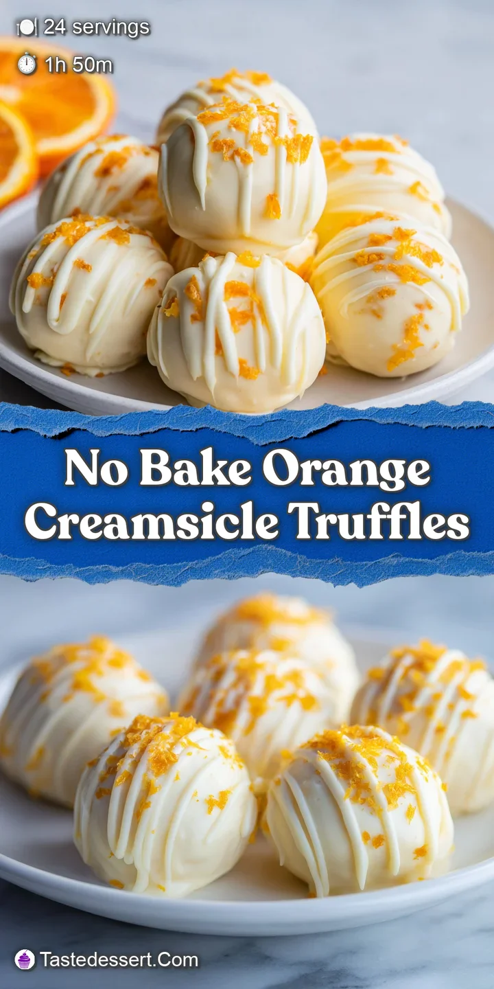 Close-up of a bright orange creamsicle truffle, revealing a slightly textured surface and a dusting of fine powdered sugar.