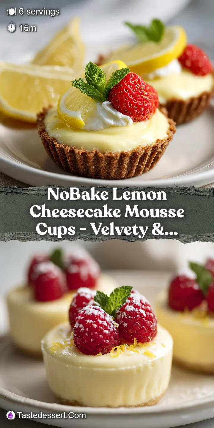 Close-up view of a lemon mousse cup: light, airy texture with a dusting of graham cracker crumbs. Tart and sweet in one bite!