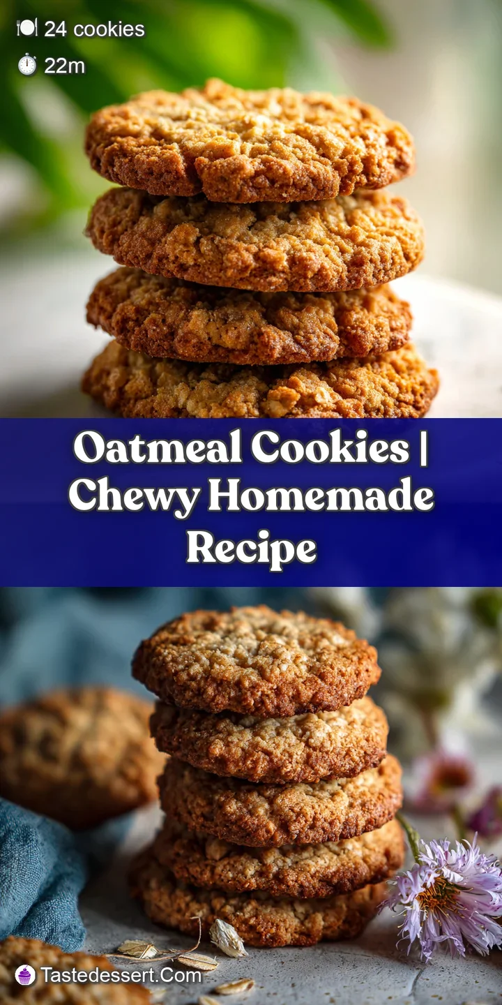 Close-up of a chewy oatmeal cookie, studded with visible oats, highlighting its soft texture and golden hue.