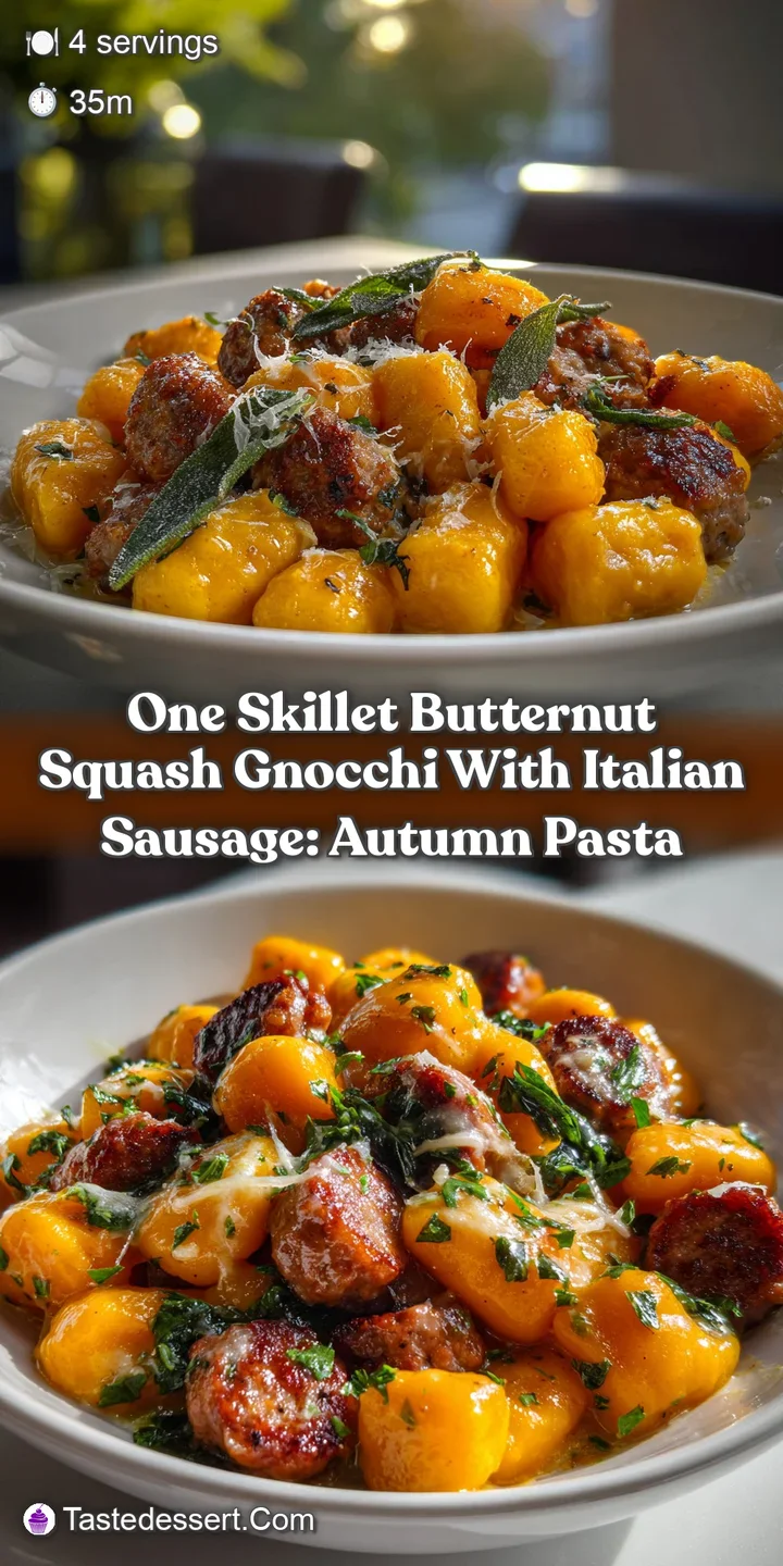 One Skillet Butternut Squash Gnocchi with Italian Sausage: Autumn Pasta