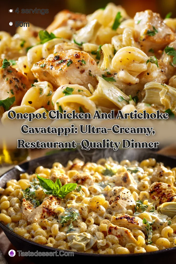 OnePot Chicken and Artichoke Cavatappi: Ultra-Creamy Restaurant-Quality Dinner
