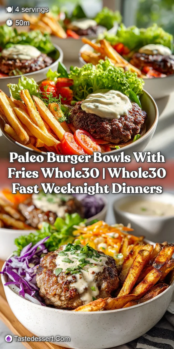 Close-up of a juicy burger patty atop a bed of sweet potato fries; the savory burger is garnished with fresh herbs and a d...