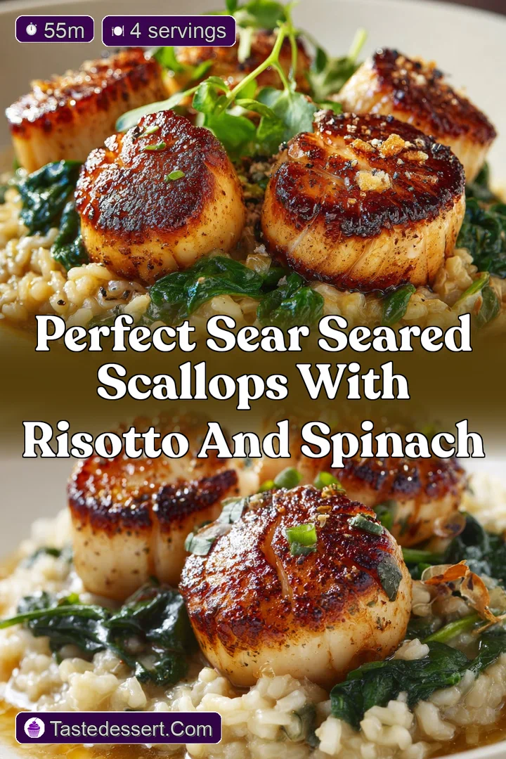 Perfect Sear Seared Scallops with Risotto and Spinach