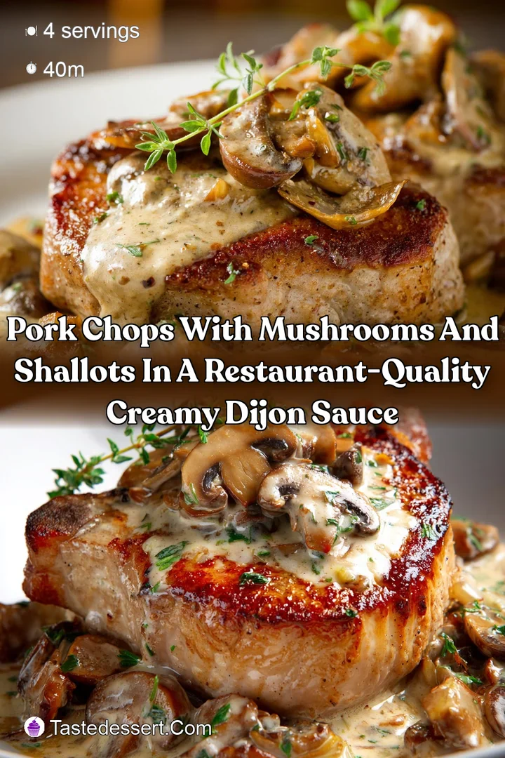 Pork Chops with Mushrooms and Shallots in a Restaurant-Quality Creamy Dijon Sauce