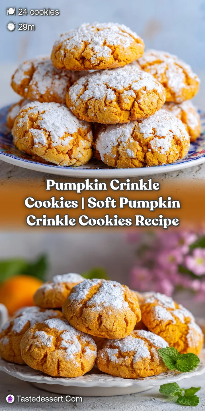 Extreme close-up of a soft, moist orange cookie showing deep cracks of snowy white powdered sugar and a tender center.