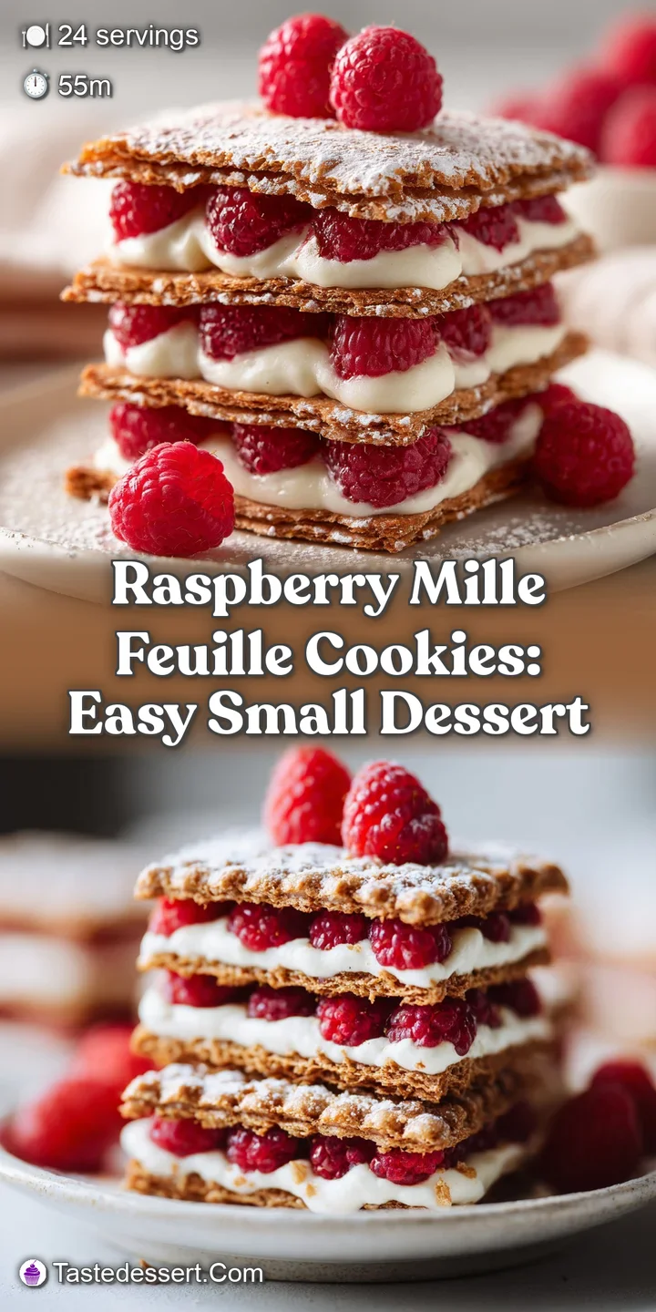 Close-up of a raspberry mille feuille: Flaky, layered pastry filled with ruby-red raspberry filling. A perfect bite awaits.