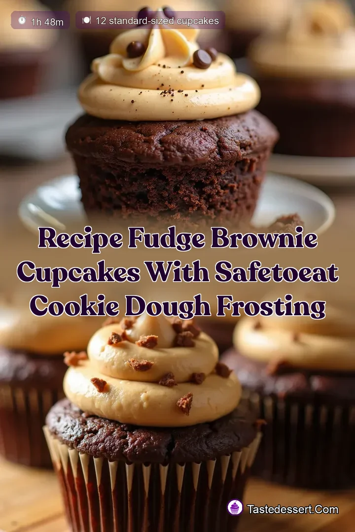 Recipe Fudge Brownie Cupcakes with SafetoEat Cookie Dough Frosting